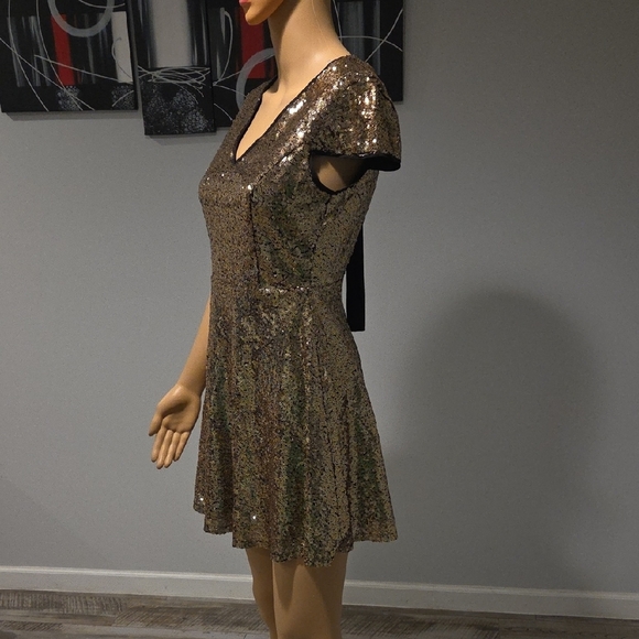 Lulu's Gold Sequin Cocktail Mini Dress - Picture 8 of 10